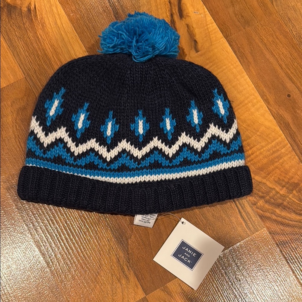 Janie and Jack cold‎ weather beanie hat blue size 12/24 months